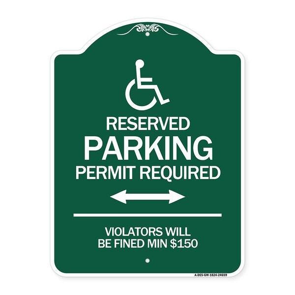 Signmission Connecticut Reserved Parking Permit Required Violators Fined Min $150 Alum, 18" x 24", GW-1824-24659 A-DES-GW-1824-24659 - main